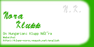 nora klupp business card